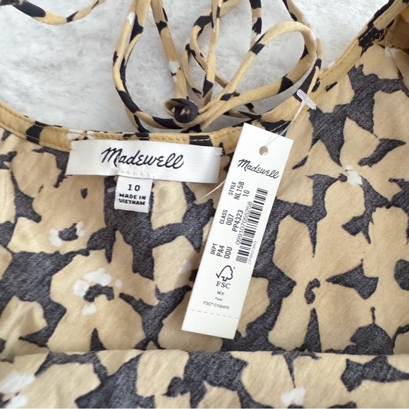 Madewell Layton Mini Slip Dress Desert Dune Tan Black Women’s 10 NEW - Picture 10 of 13